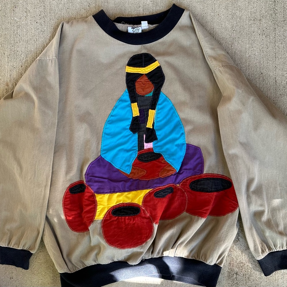 Crewneck southwestern Native American Vintage Alfredo’s Wife appliquéd sz Medium